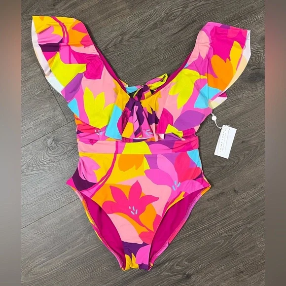 *NWT* Trina Turk Monaco Ruffle One Piece Swimsuit - Picture 5 of 7